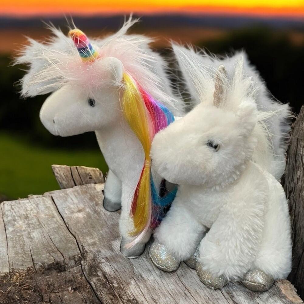 Douglas Unicorn Plush Elodie Senna Rainbow White Stuffed Animal Nursery Lot 2